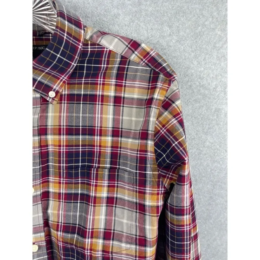 Banana Republic Shirt Men's L Plaid Long Sleeve Button Down Business Casual‎